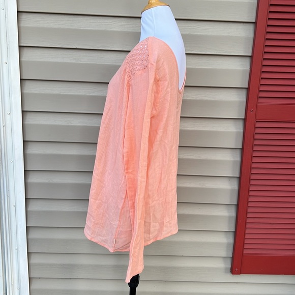 Volcom womens longsleeve scoop neck&back peach blouse - Picture 3 of 6